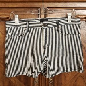 Theory Indigo and White Striped Denim 5 Pocket Jeans Shorts, Size 28